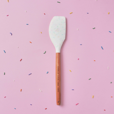 confetti silicon spatula with confetti background